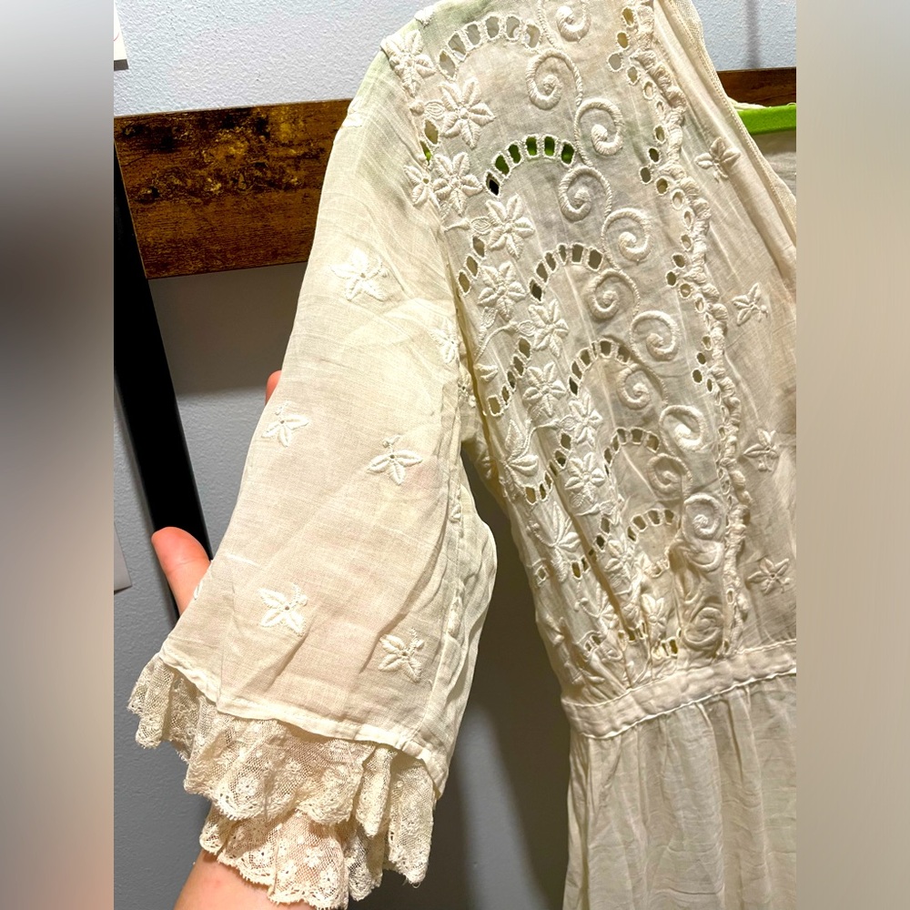 Victorian Edwardian 1870s Antique Floral Prairie Dress - Picture 6 of 12